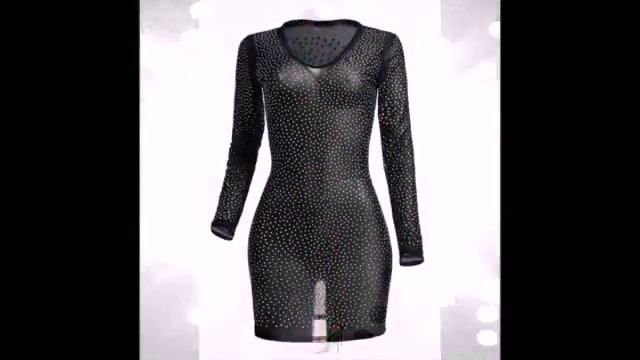 Одежда с AliExpress - Стильное платье прозрачное со стразами смотреть онлайн