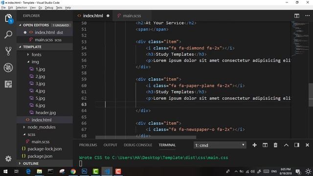 6 - ( Design Template HTML 5 - Sass ) Service Part 1 смотреть онлайн