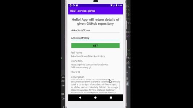 Simple app on Android REST GET GitHub repo details смотреть онлайн