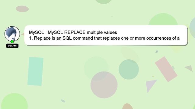 MySQL : MySQL REPLACE multiple values смотреть онлайн