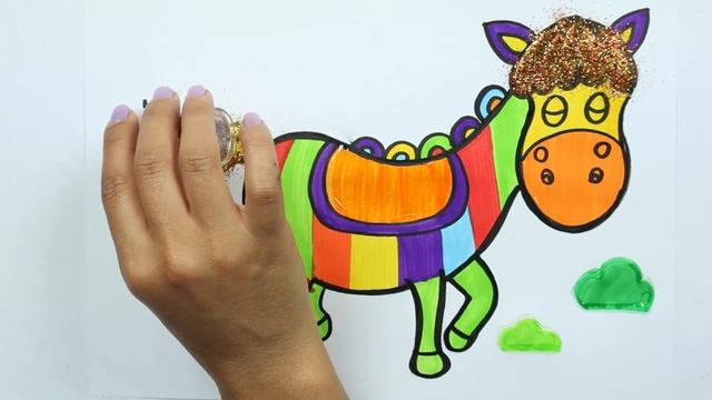 Как нарисовать лошадь с MiMi ? | Раскраски детей HD | Рисование и окраска ? смотреть онлайн