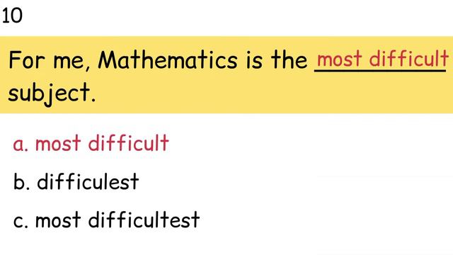 FILL IN THE BLANK | ENGLISH QUIZ : SUPERLATIVE ADJECTIVES смотреть онлайн