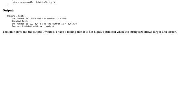Code Review: Find/replace number with commas in Java смотреть онлайн