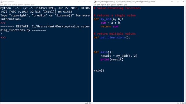 Python Programming Tutorial Part 2: Value Returning Functions смотреть онлайн