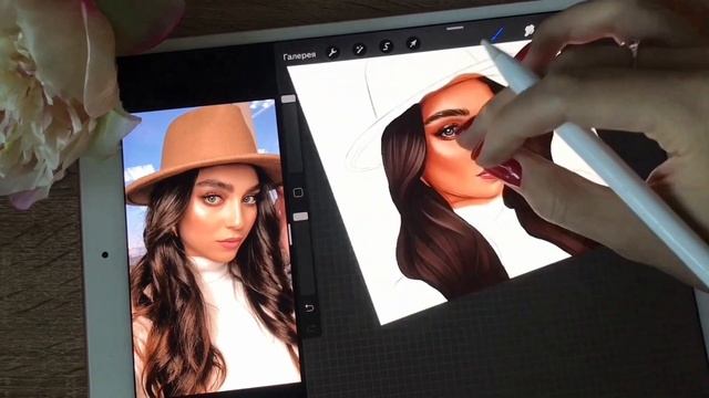 HOW TO DRAW GIRL IN A HAT portrait. IPAD PRO + Procreate + Apple Pencil by PILNIKOVA.ART смотреть онлайн