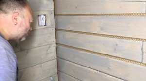 Шлифуем брус, как и чем.  Прячем стыки между брусом джутовой веревкой.