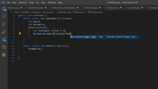 Binary To Decimal Conversion in java смотреть онлайн