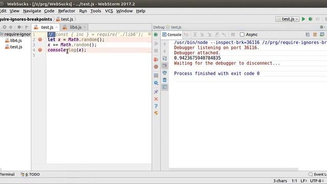 WebStorm - require ignores breakpoints смотреть онлайн