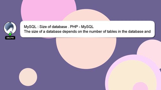 MySQL : Size of database . PHP - MySQL смотреть онлайн