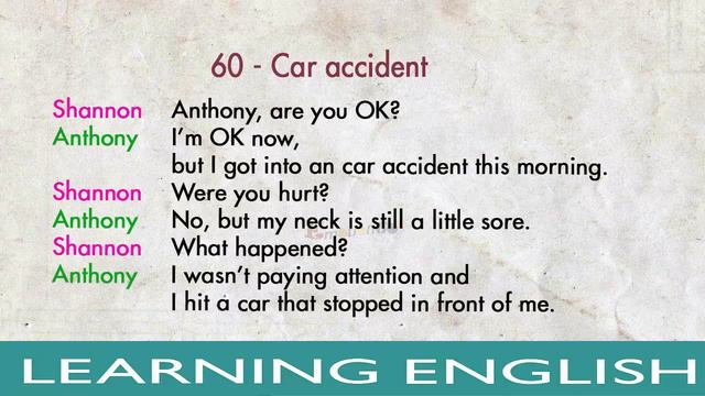 Basic English Conversation 60 - Car Accident смотреть онлайн