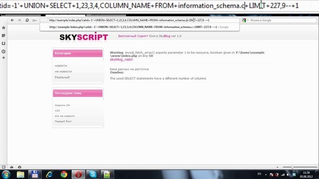 Testing SkyBlog. SQL injection смотреть онлайн