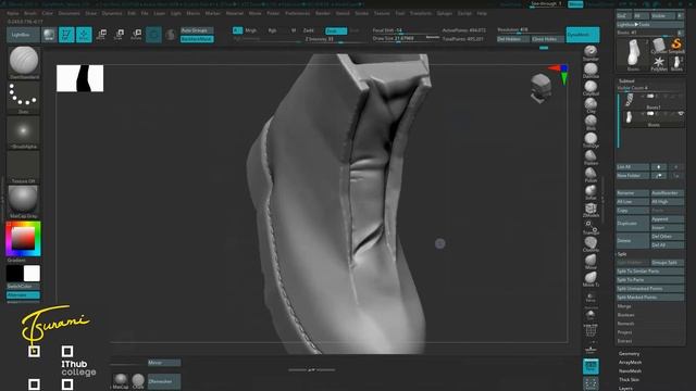 Детализация ботинка в Zbrush смотреть онлайн