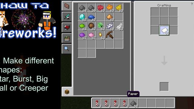 Minecraft Tutorial | How To Make Fireworks In Minecraft Bedrock | Crossbow Firework Minecraft Guide