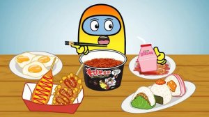 SPICY FOOD NOODLE AND KIMCHI MUKBANG - ANIMATION MUKBANG