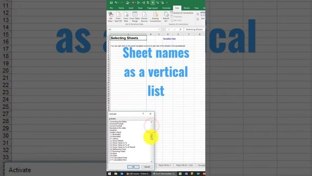 Excel sheet names as a vertical list смотреть онлайн