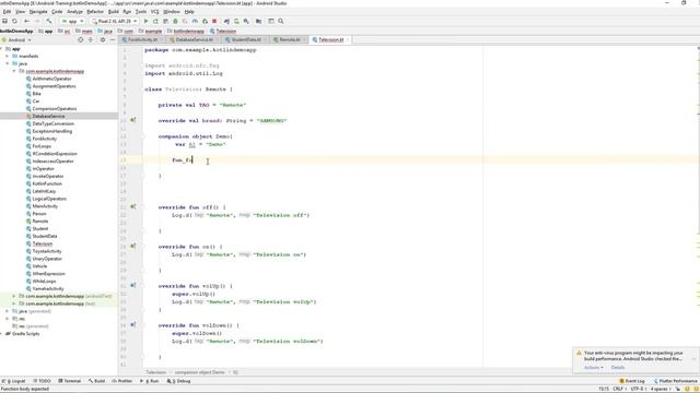 Kotlin Beginner | Kotlin | Training | Learn Kotlin By Making App | Companion objects смотреть онлайн