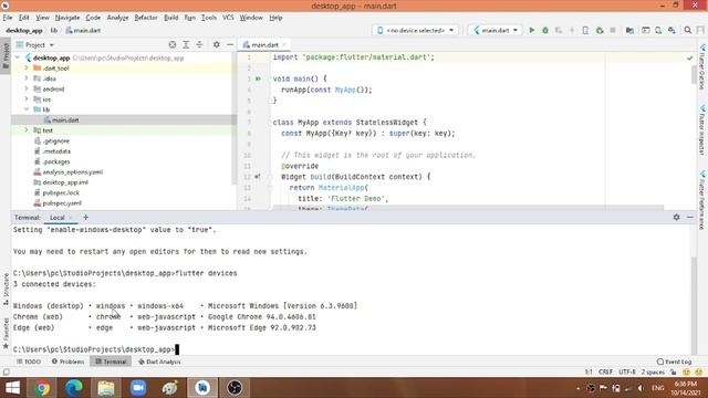 how to make a Flutter Desktop App (Arabic) - كيفية صنع تطبيق فلاتر لسطح المكتب смотреть онлайн