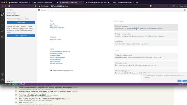 Running Remote VSCode (Visual Studio Code Server) on Google Colab Browser смотреть онлайн