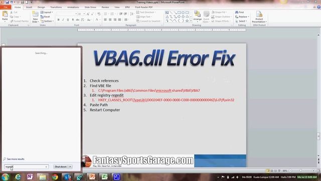 FSG Vba6.dll Error Fix