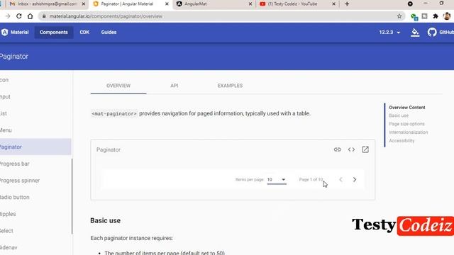 Angular 12 material tutorial, Angular Material Paginator example, Paginator in Angular 12, смотреть онлайн