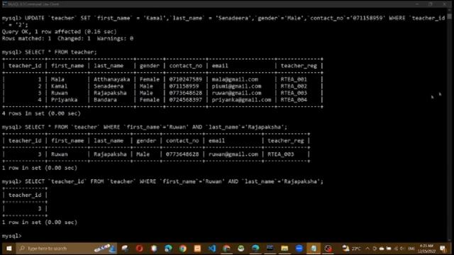 Create a query statement relevant to updating, searching and creating a view of the data in the... смотреть онлайн