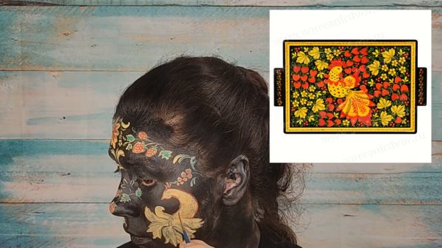 Хохлома-бодиарт. Превращаюсь в посуду. Этнические узоры. ЧАСТЬ 1 смотреть онлайн