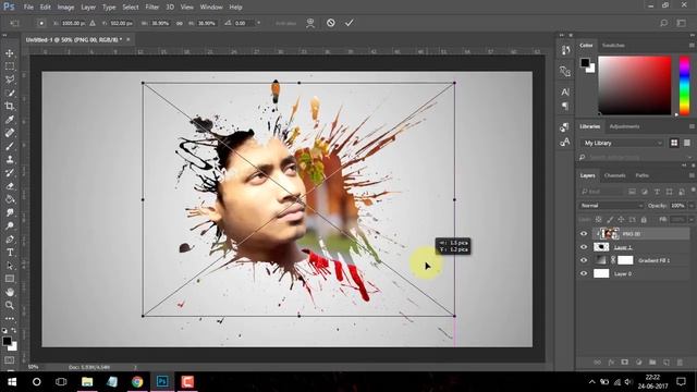 Creative Face Photo Menipuletion || Photoshop tutorial Paint Splash using Brush смотреть онлайн