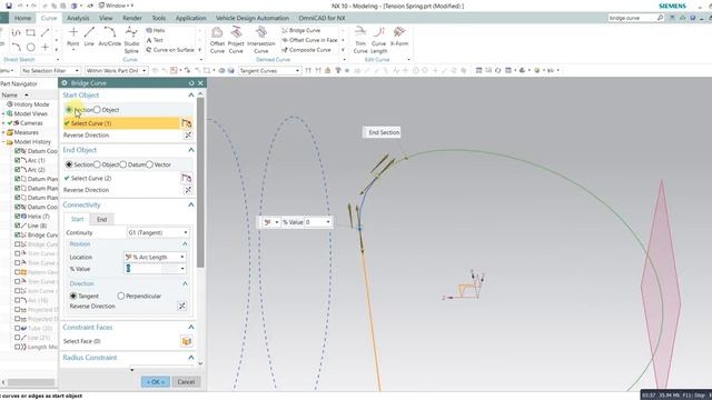 Siemens Nx Bridge Trim join curve | Tension spring CAD design NX siemens смотреть онлайн