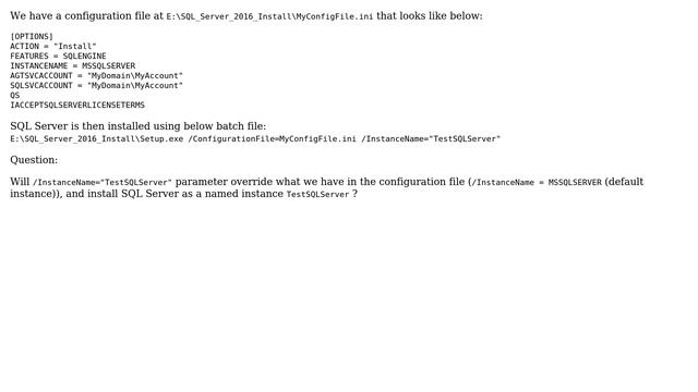 Databases: SQL Server Configuration File and InstanceName parameter смотреть онлайн