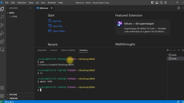 Git Bash Commands in VsCode - Linux Commands смотреть онлайн