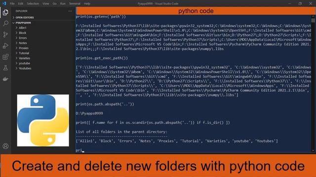 How to create and delete folders with python code importing modules смотреть онлайн