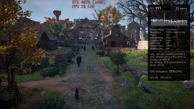 ? NVIDIA GeForce RTX 4070 [Laptop, 140W] - AC: Valhalla Gameplay Benchmarks (1080p)