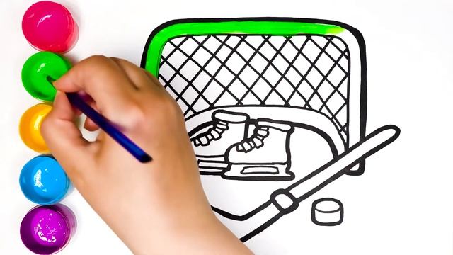 Hockey Set - Coloring and Drawing | How to Draw a Picture Skates, Puck, Hockey Stick, Goal | Art Bo смотреть онлайн