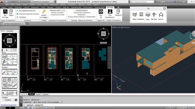 AutoCAD - 3D transforma planos 2D en 3D automaticamente смотреть онлайн