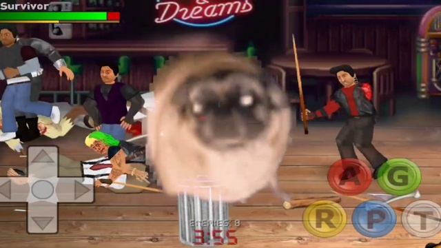 мопс танцует пока японские хулиганы дерутся с зомби