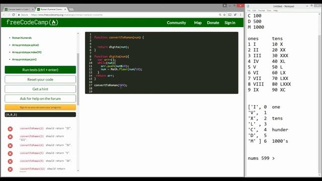 Free Code Camp - Roman Numeral Converter - Solution смотреть онлайн