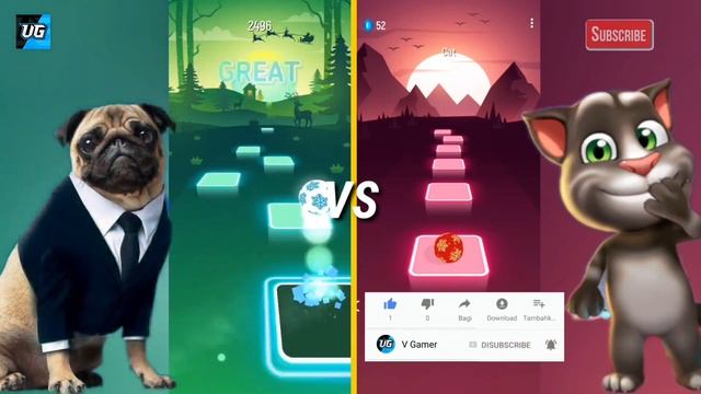Tiles Hop - Baha Men - Who Let The Dogs Out VS Cut Talking Tom Song | V Gamer смотреть онлайн