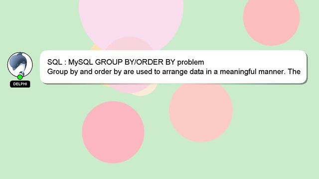 SQL : MySQL GROUP BY/ORDER BY problem смотреть онлайн
