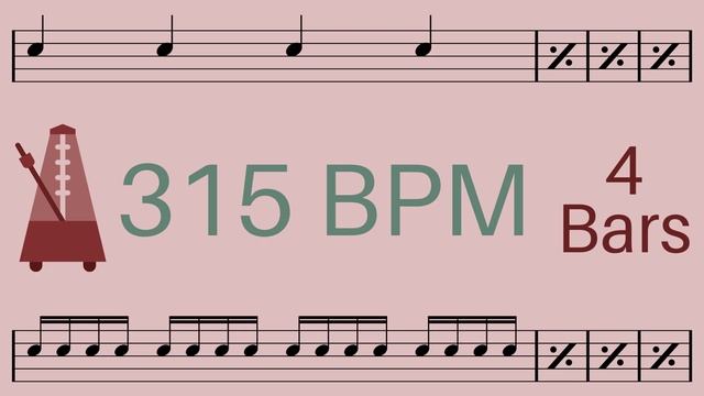 Metronome Click Track - 4 Bars Quarter to Sixteenth Notes 315 bpm - Smartronome смотреть онлайн