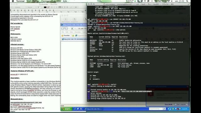 MS12-004 Windows Media Remote Code Execution Metasploit Demo смотреть онлайн