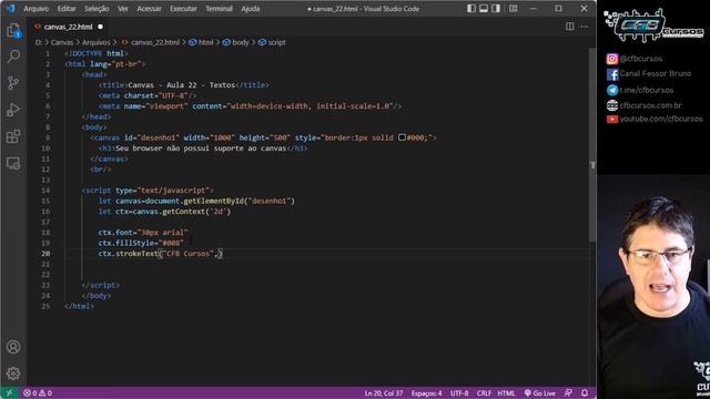 Aprendendo como usar TEXTO em Canvas [Canvas] - Curso de Canvas - Aula 22 смотреть онлайн