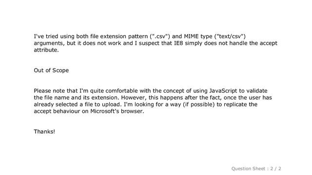 HTML : Accept attribute in file input for IE8 смотреть онлайн