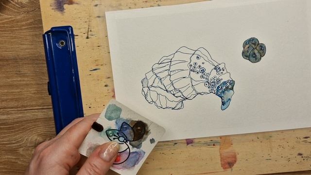Уроки рисования. Как нарисовать ракушку ручкой Lamy c водорастворимой тушью. Акварель. Watercolors смотреть онлайн