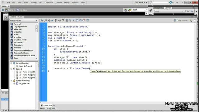Разработка игры в Adobe Flash[5] Добавление заднего фона смотреть онлайн