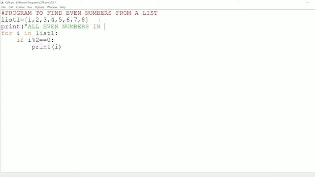 || 80 || Python program to print Even Number in a List | Even Number List | Python List Program смотреть онлайн