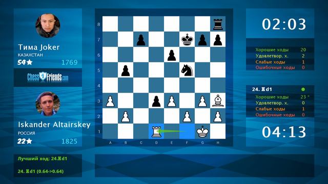 Chess Game Analysis: Iskander Altairskey - Тима Joker : 1-0 (By ChessFriends.com) смотреть онлайн