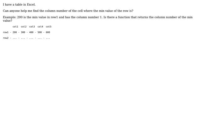 Unix & Linux: Excel, how to find column number of min value? смотреть онлайн