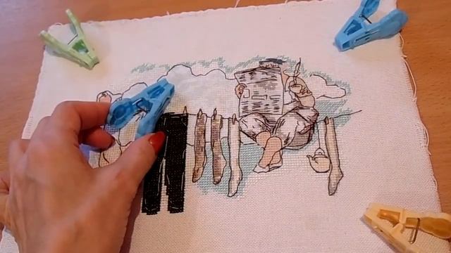 "На веревке" (авторская схема А. Решетняк) - завершение. Вышивка крестом смотреть онлайн