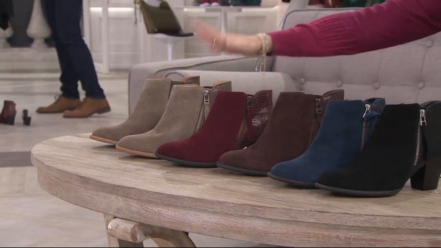Vionic Orthotic Suede Ankle Boots - Anne on QVC смотреть онлайн