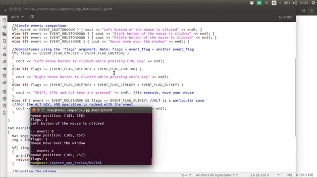 10 OpenCV C++: Eventos del ratón: detección de clics | Mouse events: clicks detection смотреть онлайн